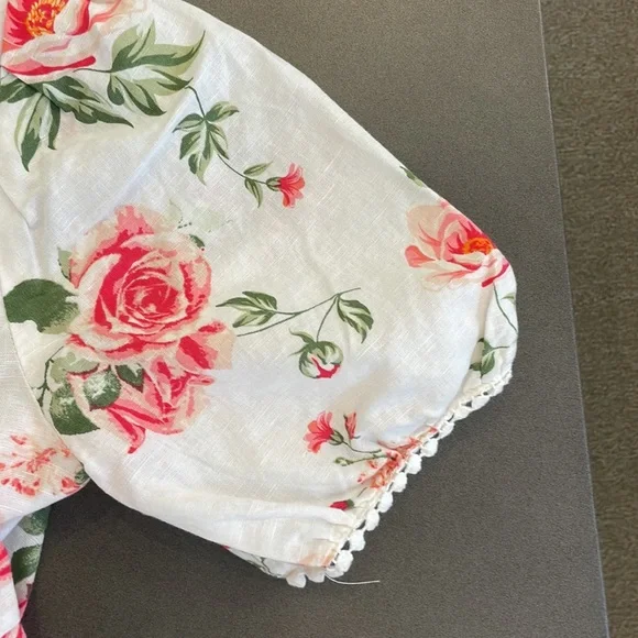 Zara White Linen Blend Puff Sleeve Button Front Mini Dress - Picture 11 of 11